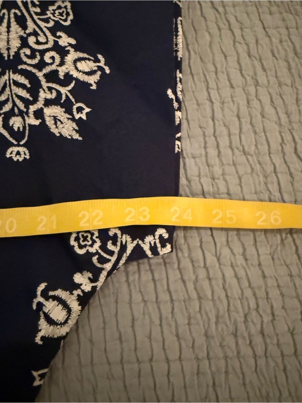 Petite Medium Navy Blue Printed Tie-Waist Dress - Picture 6 of 7